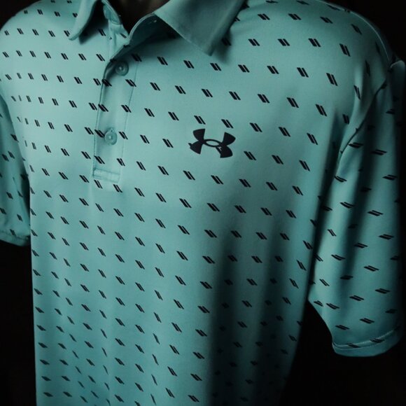 Under Armour Aqua Pattern The Playoff Polo (L) OMG! ⛳️ - Picture 2 of 10